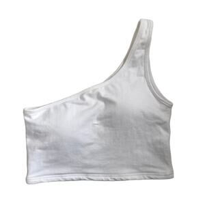 Klassy Network One Shoulder Brami Cropped - White - Large